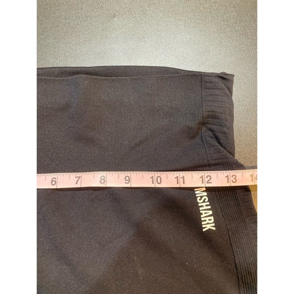 Gymshark Black Seamless Performance Leggings Mid Rise Front Hip Logo Nylon AW19 - Picture 10 of 13